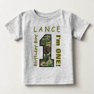 T-shirt Pour Bébé 1er Anniversaire Garçon Un An Camo Numéro V01L1