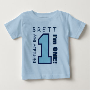 T-shirt Pour Bébé 1er anniversaire garçon un an Nom personnalisé Blu