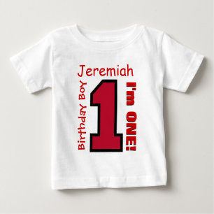 T-shirt Pour Bébé 1er anniversaire garçon un an Nom personnalisé Red