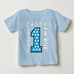 T-shirt Pour Bébé 1er anniversaire garçon un an Pois bleus V01G