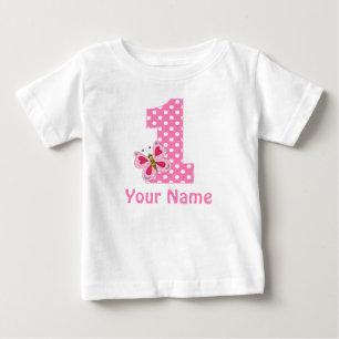 T-shirt Pour Bébé 1er Anniversaire Girl Butterfly personnalisée T-sh