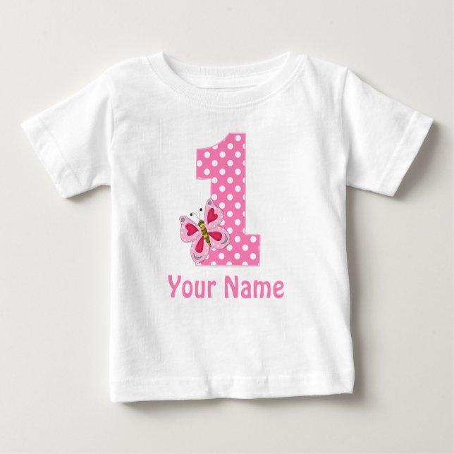 T-shirt Pour Bébé 1er Anniversaire Girl Butterfly personnalisée T-sh (Devant)