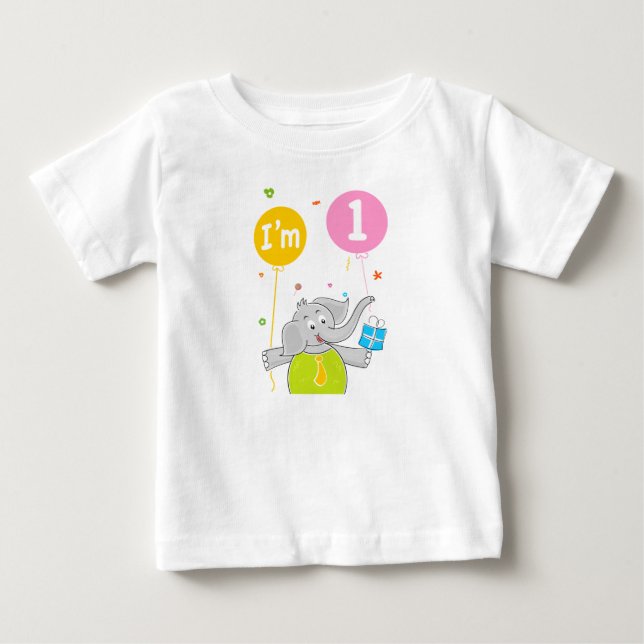 T-shirt Pour Bébé 1er anniversaire J'ai 1 ans (Devant)