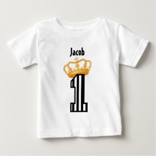 T-shirt Pour Bébé 1er anniversaire King Crown Stripes Un an 1