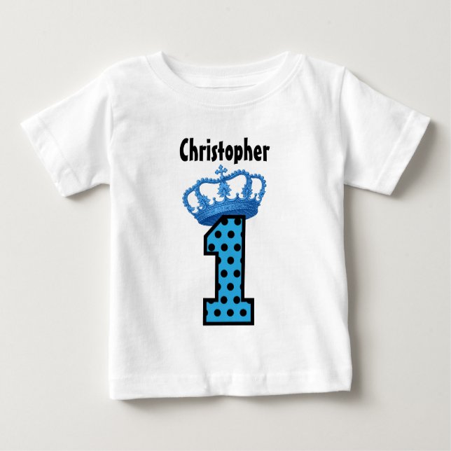 T-shirt Pour Bébé 1er anniversaire King Crown Stripes Un an 6 (Devant)