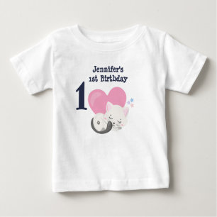 T-shirt Pour Bébé 1er anniversaire mignon blanc Kitty Chat Dormir