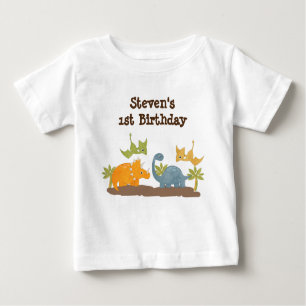 T-shirt Pour Bébé 1er anniversaire mignon Dinosaures Faune préhistor