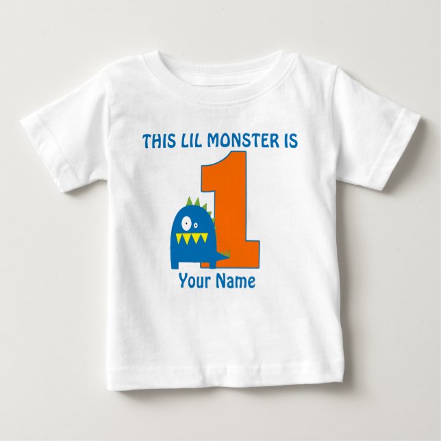 T-shirt Pour Bébé 1er Anniversaire Monstre Personnalisé T Chemise (Devant)