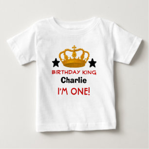 T-shirt Pour Bébé 1er anniversaire Nom personnalisé Couronne et étoi