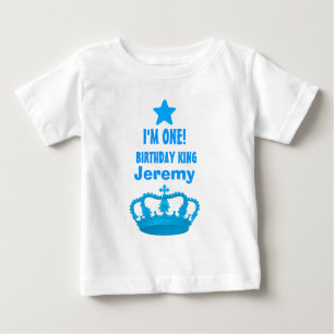 T-shirt Pour Bébé 1er anniversaire Nom personnalisé Couronne et étoi