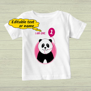 T-shirt Pour Bébé 1er anniversaire panda ballon rose