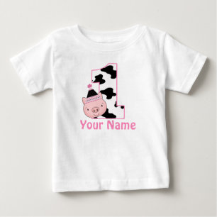 T-shirt Pour Bébé 1er Anniversaire Petite Chemise Piggy Personnalisé
