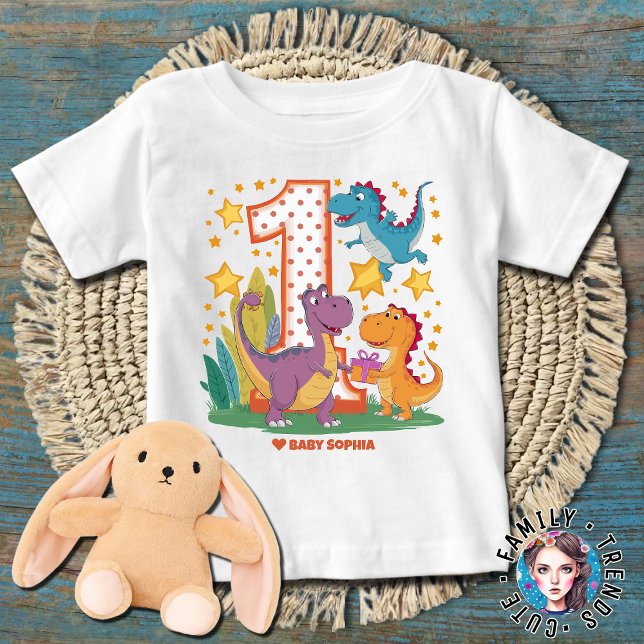 T-shirt Pour Bébé 1er anniversaire premier anniversaire Dino (Créateur téléchargé)