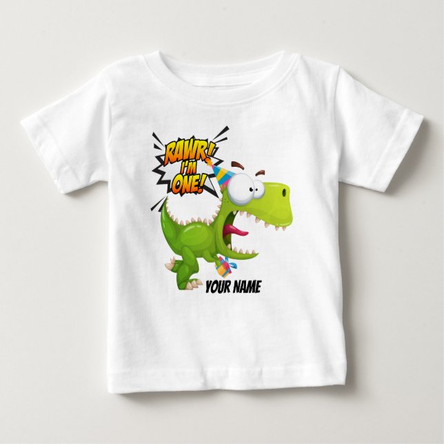 T-shirt Pour Bébé 1er anniversaire Rawr Dinosaur (Devant)