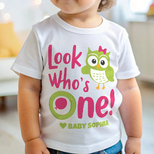T-shirt Pour Bébé 1er anniversaire Regardez qui est un hibou Anniver