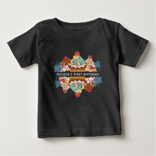 T-shirt Pour Bébé 1er Anniversaire Retro Style Cupcakes Sweet Desser