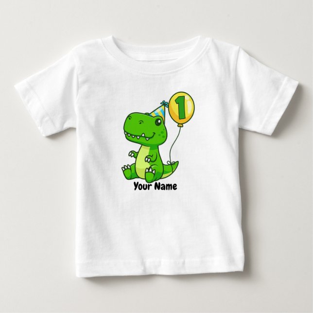 T-shirt Pour Bébé 1er anniversaire T-Rex (Devant)