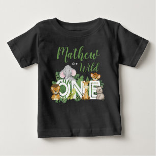T-shirt Pour Bébé 1er anniversaire Wild One Jungle Safari Animaux