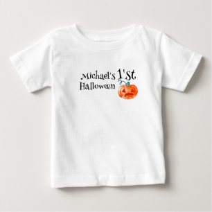 T-shirt Pour Bébé 1er bébé garçon personnalisé citrouille Halloween