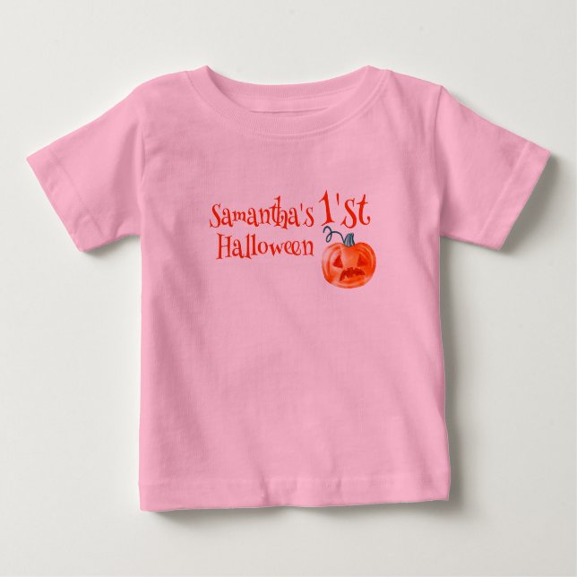 T-shirt Pour Bébé 1er Citrouille d'Halloween mignon (Devant)