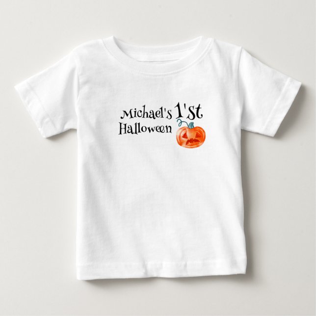 T-shirt Pour Bébé 1er Citrouille d'Halloween Personnalisé Baby Boy (Devant)