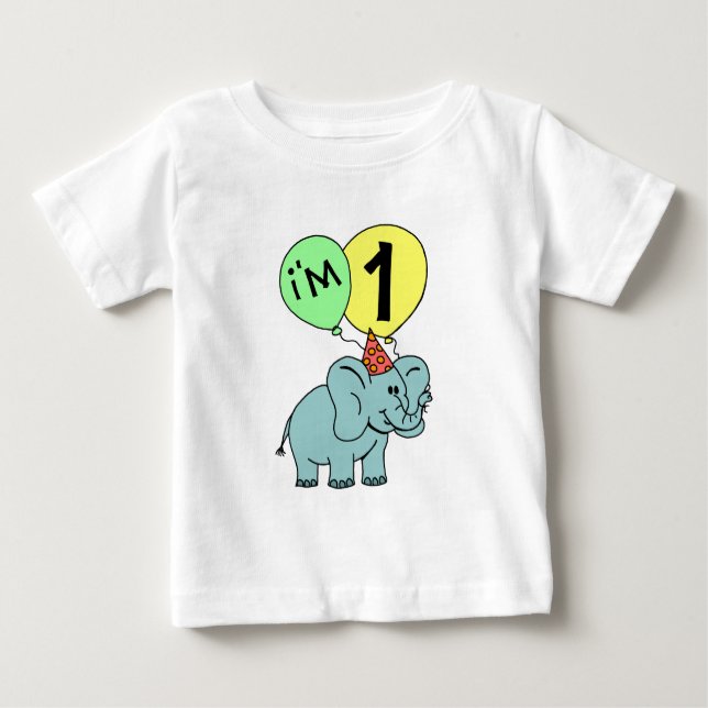 T-shirt Pour Bébé 1er Eléphant d'anniversaire (Devant)