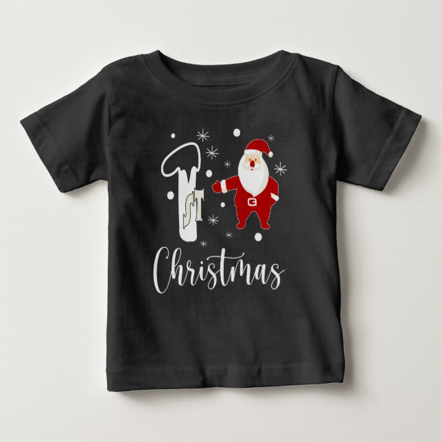 T-shirt Pour Bébé 1er Noël Père Noël Mignon Festif Moderne Bébé (Devant)