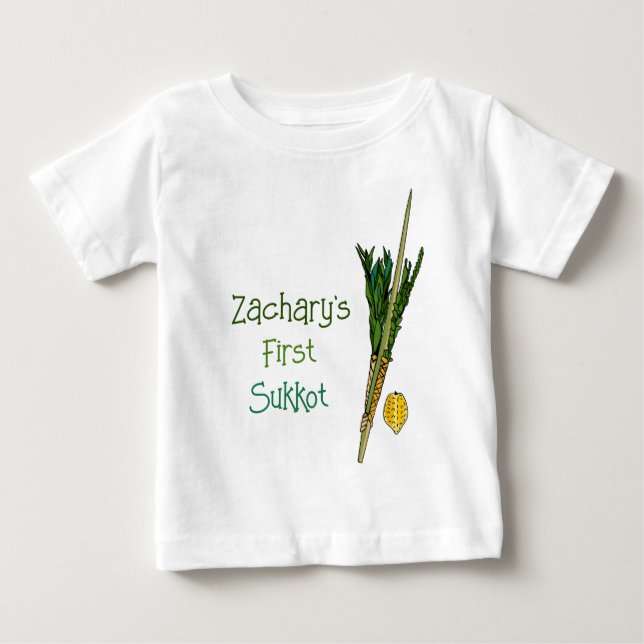 T-shirt Pour Bébé 1er Sukkot de bébé personnalisé (Devant)