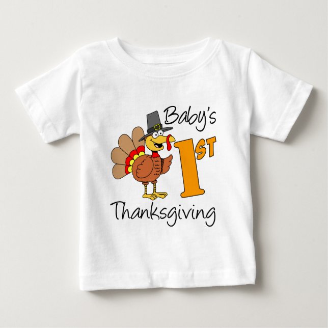 T-shirt Pour Bébé 1er Thanksgiving de bébé (Devant)