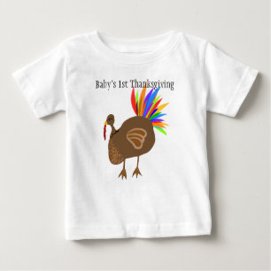 T-shirt Pour Bébé 1er Thanksgiving Turquie Feathers