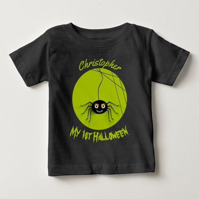 T-shirt Pour Bébé 1ère Éffrayante d'Halloween personnalisée (Devant)