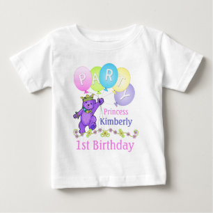 T-shirt Pour Bébé 1ère fête d'anniversaire Princesse Ours