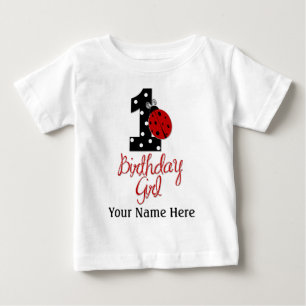 T-shirt Pour Bébé 1ère fille anniversaire - Bug dame - 1 - coccinell
