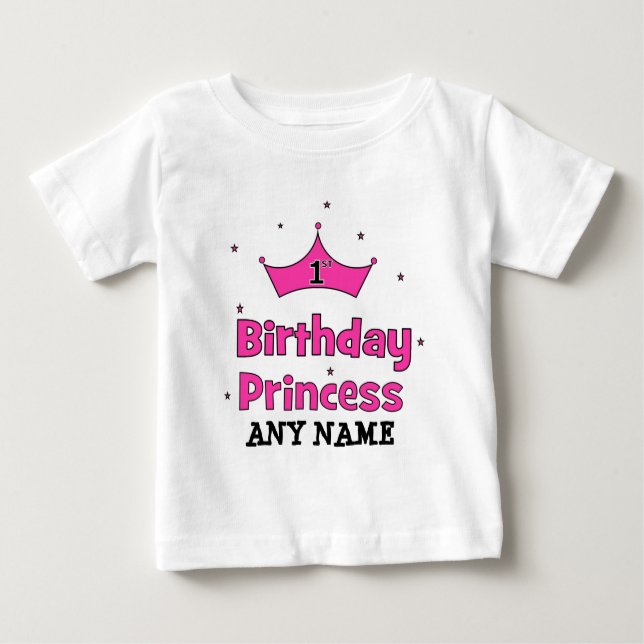 T-shirt Pour Bébé 1ère princesse anniversaire ! avec couronne rose (Devant)