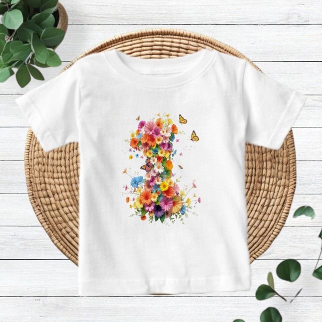 T-shirt Pour Bébé 1st Birthday Floral Boho Baby Shirt - Modern Kids (Créateur téléchargé)