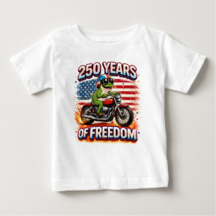 T-shirt Pour Bébé 250 Ans De Liberté Grenouille Motarde Patriotique 