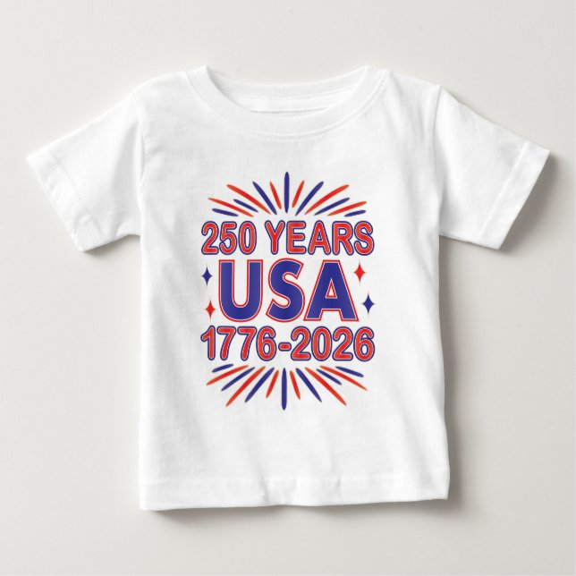 T-shirt Pour Bébé 250 ans USA | Semiquinentenaire 1776-2026 (Devant)