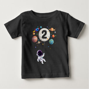 T-shirt Pour Bébé 2 ans Anniversaire Planètes Astronaut 2e Anniversa