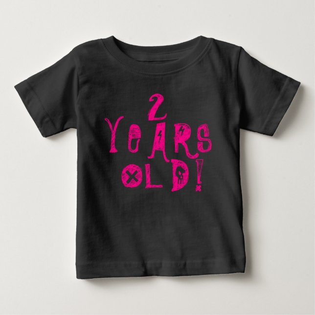 T-shirt Pour Bébé 2 ans mignon chemise bébé neon crâne roche rose ro (Devant)