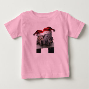 T-shirt Pour Bébé 2 Chevaux portant le Père Noël Casquettes pour Noë