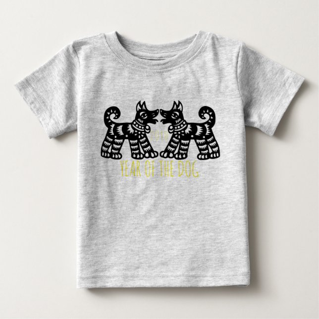 T-shirt Pour Bébé 2 chiens pour le bébé 2018 chinois de nouvelle (Devant)