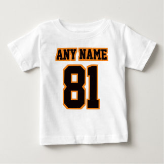 T-shirt Pour Bébé 2 Côté BLANC NOIR ORANGE Romper Football Jersey
