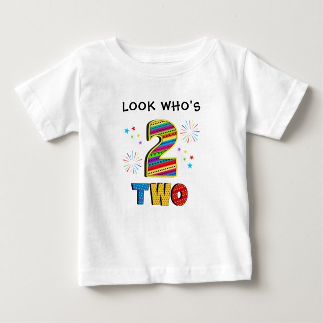 T-shirt Pour Bébé 2 Deux Deuxième Grand Anniversaire Amusant Feux d' (Devant)