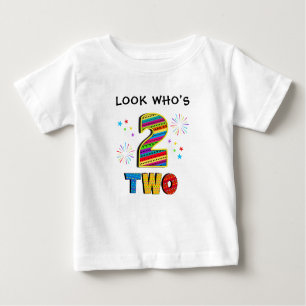 T-shirt Pour Bébé 2 Deux Deuxième GRANDE Étoile Fun d'anniversaire F