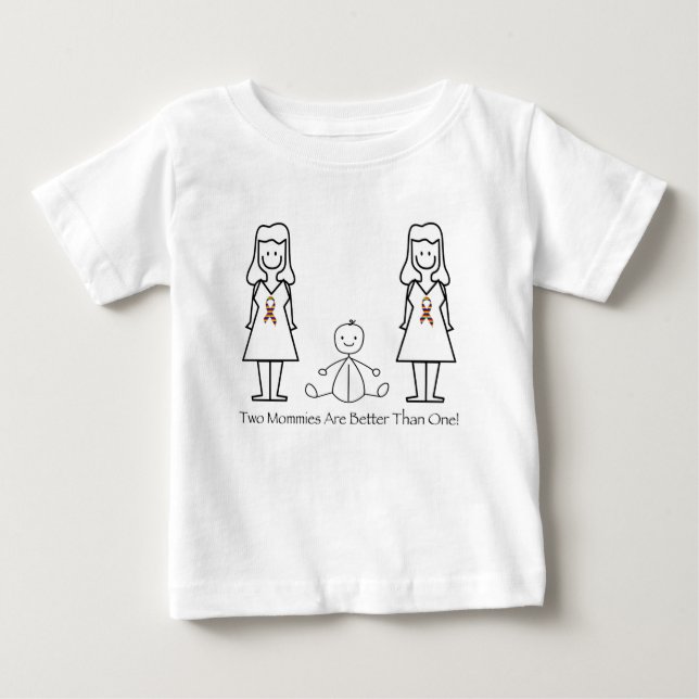 T-shirt Pour Bébé 2 mamans sont meilleures que 1 (Devant)