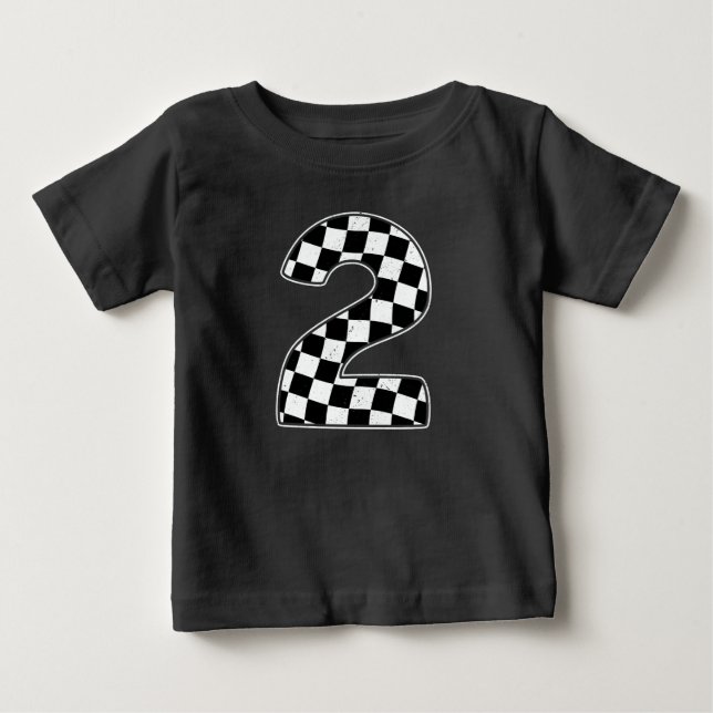 T-shirt Pour Bébé 2e anniversaire À damiers numéro 2 de course autom (Devant)