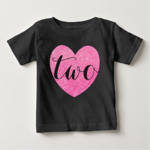 T-shirt Pour Bébé 2e anniversaire Baby Girl Parties scintillant coeu