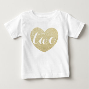 T-shirt Pour Bébé 2e anniversaire Baby Girl Parties scintillant coeu