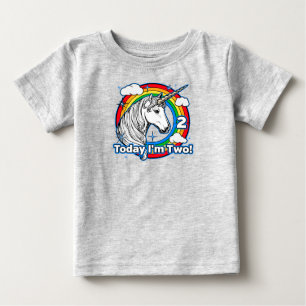T-shirt Pour Bébé 2e anniversaire de l'enfant Unicorn Rainbow Aujour