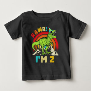 T-shirt Pour Bébé 2e Anniversaire Dinosaur T Rex Rawr I'm 2 For Boys